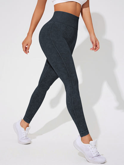 2 PCS Women's High Waisted Seamless Yoga Leggings Washed Black and Light Grey Activewear Tights Size XL - Image 2