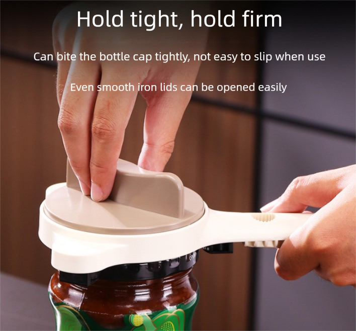 4-in-1 Adjustable Jar Opener Multi-Functional Bottle Lid Remover Labor-Saving Kitchen Tool Khaki - Image 4