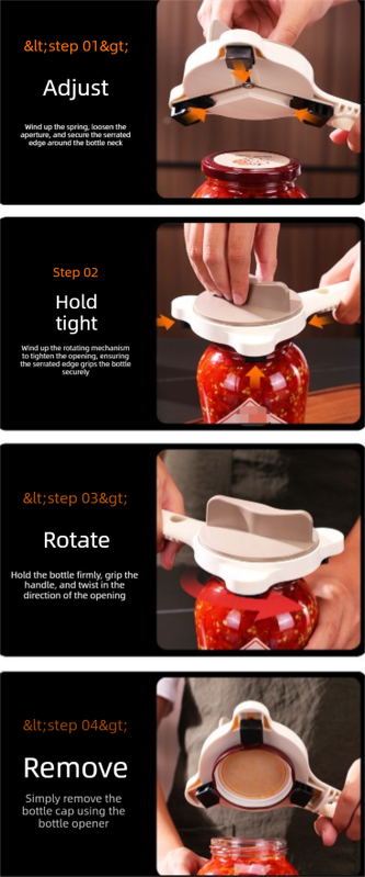 4-in-1 Adjustable Jar Opener Multi-Functional Bottle Lid Remover Labor-Saving Kitchen Tool Khaki - Image 7