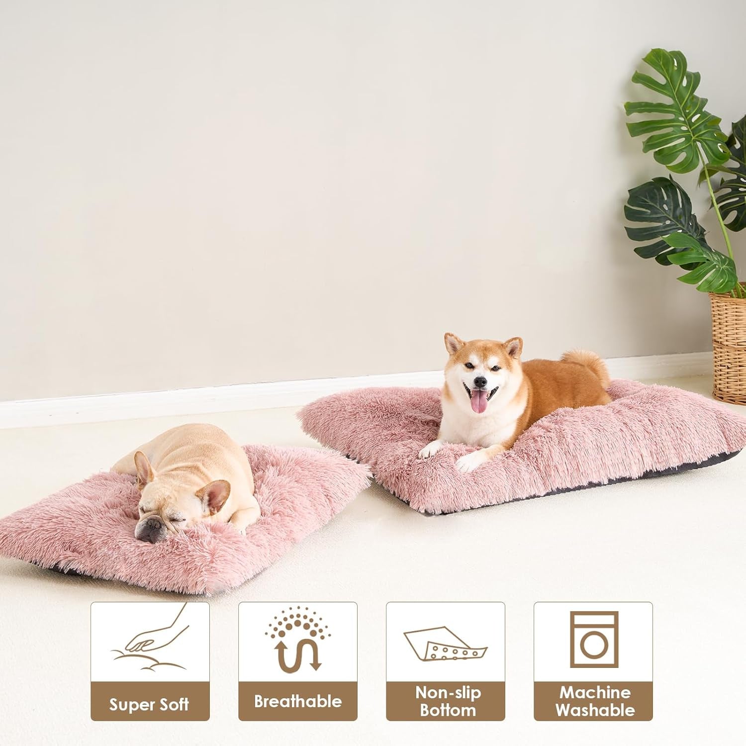 Luxury Long Plush Pet Bed Mat Faux Fur Crate Pad 125x85cm Pink XXXL Soft Warm Cushion for Giant Breeds - Image 2