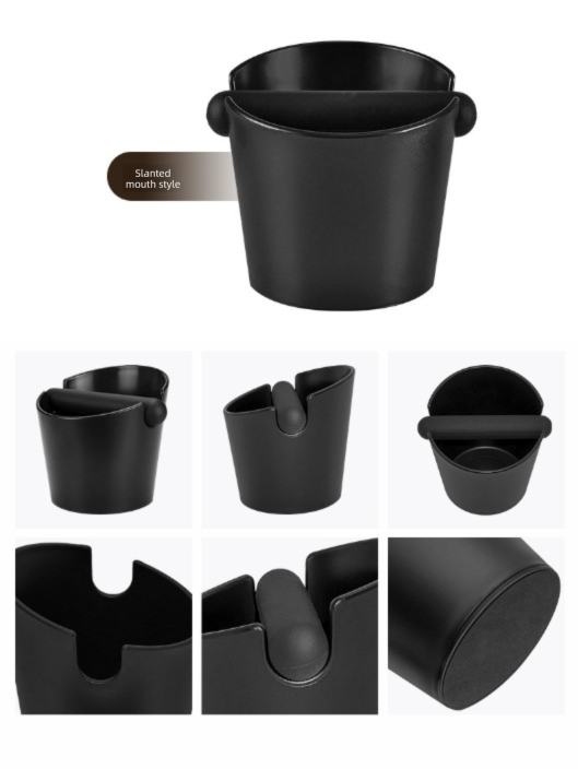 Compact Espresso Knock Box Angled Coffee Grounds Waste Bin with Anti-Slip Base and Rubber Bar for Home Baristas - Image 3