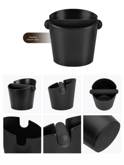 Compact Espresso Knock Box Angled Coffee Grounds Waste Bin with Anti-Slip Base and Rubber Bar for Home Baristas - Image 3