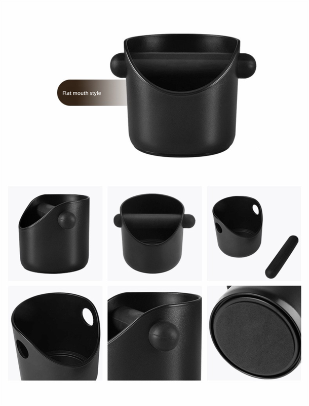 Compact Flat Mouth Espresso Knock Box Coffee Grounds Waste Bin with Anti-Slip Base and Rubber Bar for Home Coffee Stations - Image 3