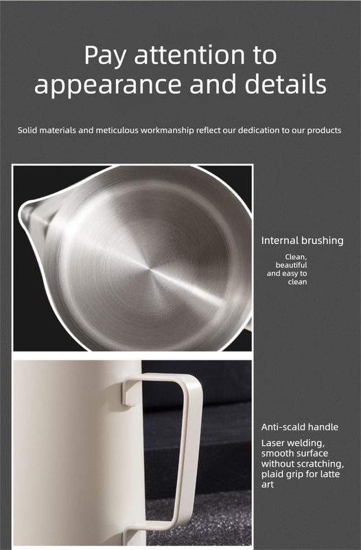 600ml Stainless Steel Milk Frothing Pitcher Pointed Spout Steaming Jug with Measurement Marks for Latte Art Home Baristas White - Image 7