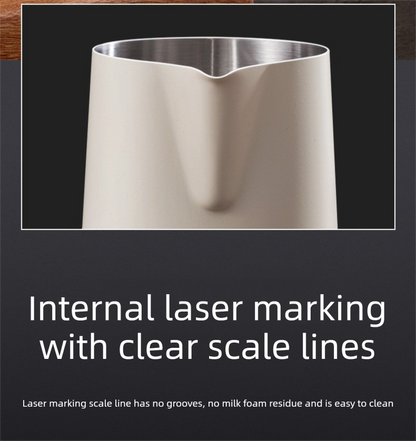 350ml Stainless Steel Milk Frothing Pitcher Pointed Spout Steaming Jug with Measurement Marks for Latte Art Home Baristas White - Image 5