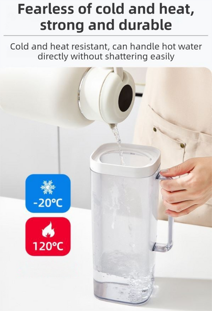 White 2000ML Leak-Proof Flip-Top Cool Water Pitcher for Refrige Door - Cold/Heat-Resistant Stylish Iced Tea Fruit Infuser Kettle - Image 3