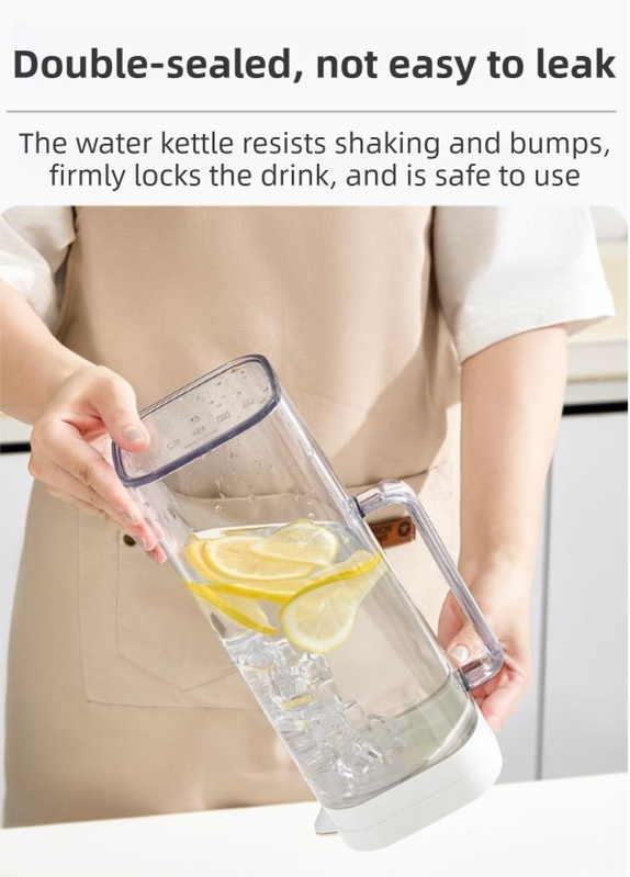 White 2000ML Leak-Proof Flip-Top Cool Water Pitcher for Refrige Door - Cold/Heat-Resistant Stylish Iced Tea Fruit Infuser Kettle - Image 5