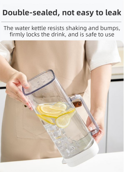 White 2000ML Leak-Proof Flip-Top Cool Water Pitcher for Refrige Door - Cold/Heat-Resistant Stylish Iced Tea Fruit Infuser Kettle - Image 5