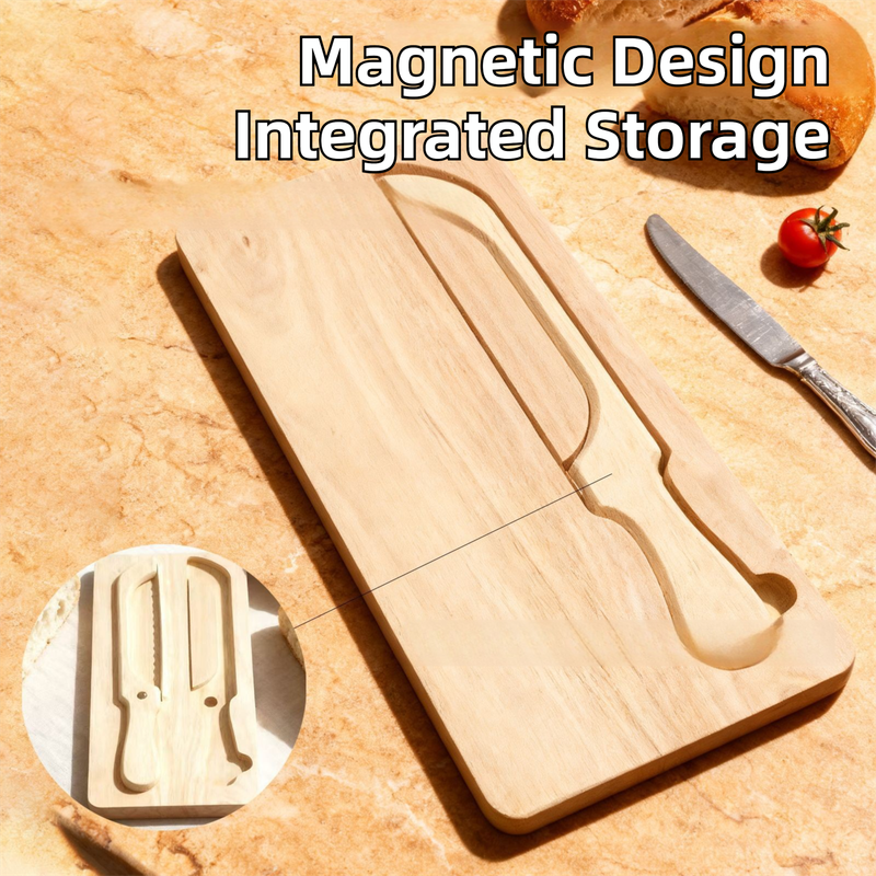 Portable Magnetic Bread Slicing Set: Serrated Toast Knife with Integrated Wooden Cutting Board - Image 2