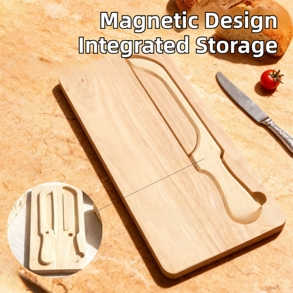 Portable Magnetic Bread Slicing Set: Serrated Toast Knife with Integrated Wooden Cutting Board - Image 2