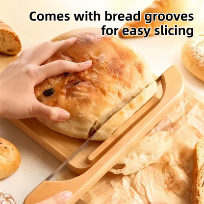 Portable Magnetic Bread Slicing Set: Serrated Toast Knife with Integrated Wooden Cutting Board - Image 3
