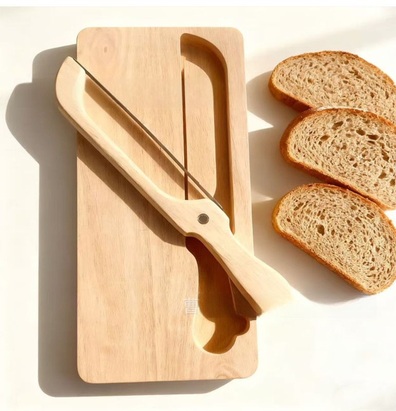 Portable Magnetic Bread Slicing Set: Serrated Toast Knife with Integrated Wooden Cutting Board - Image 4
