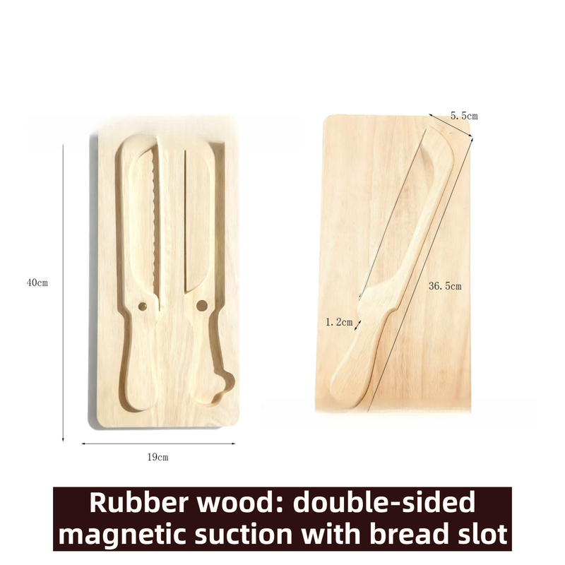 Portable Magnetic Bread Slicing Set: Serrated Toast Knife with Integrated Wooden Cutting Board - Image 5