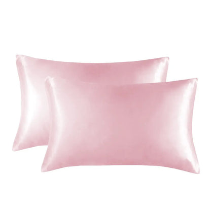 1-Pair Pink Luxury Satin Silk Pillowcase for Hair and Skin - Smooth Cooling Pillow Cover with Envelope Closure - Queen (20x30")
