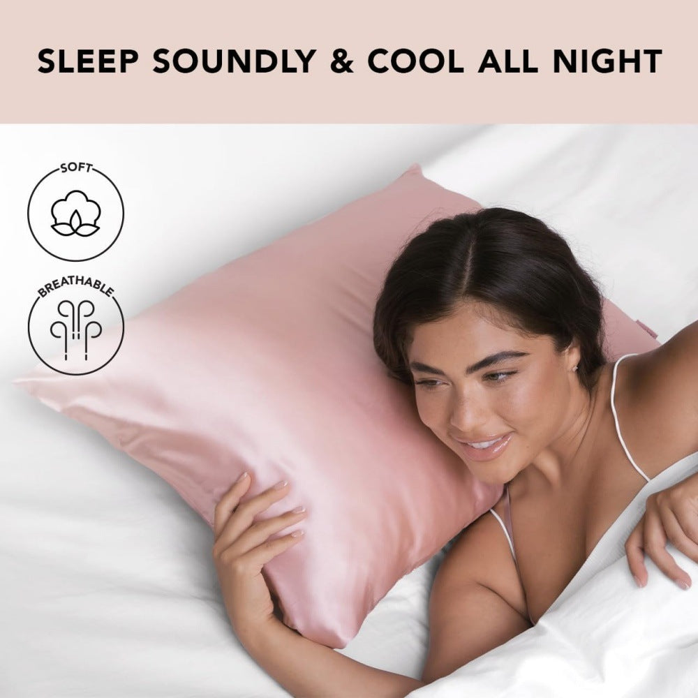 1-Pair Coral Luxury Satin Silk Pillowcase for Hair and Skin - Smooth Cooling Pillow Cover with Envelope Closure - Queen (20x30") - Image 4