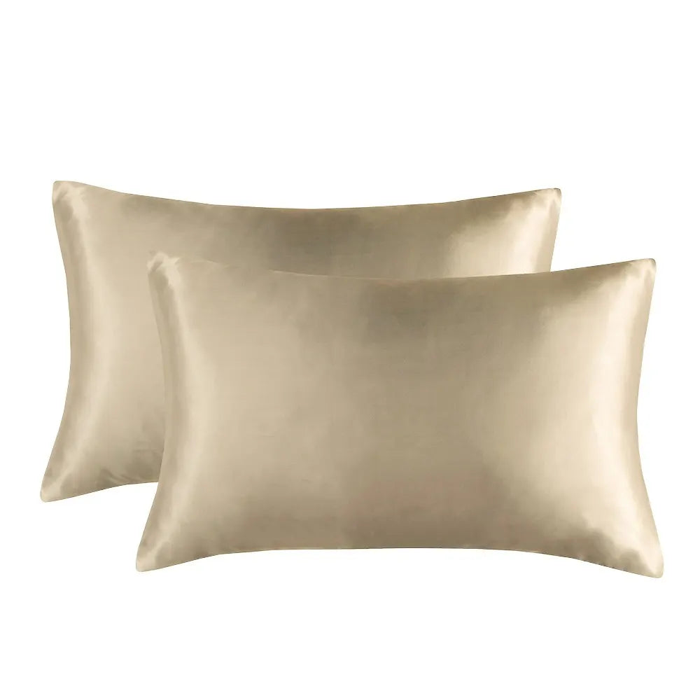 1-Pair Champagne Luxury Satin Silk Pillowcase for Hair and Skin - Smooth Cooling Pillow Cover with Envelope Closure - King (20x36")