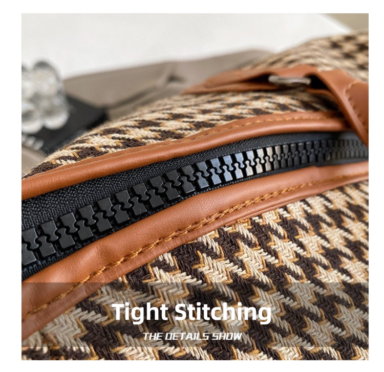 Brown Large Capacity Knitted Travel Bag with Shoe-Zone - Weekend Overnight & Carry-on Gym Bag - Image 5