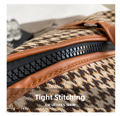 Brown Large Capacity Knitted Travel Bag with Shoe-Zone - Weekend Overnight & Carry-on Gym Bag - Image 5