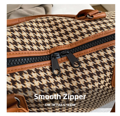 Brown Large Capacity Knitted Travel Bag with Shoe-Zone - Weekend Overnight & Carry-on Gym Bag - Image 6