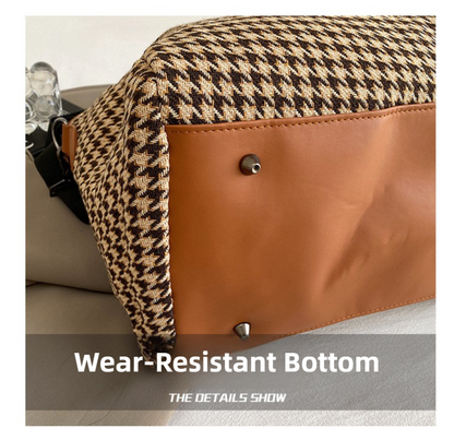 Brown Large Capacity Knitted Travel Bag with Shoe-Zone - Weekend Overnight & Carry-on Gym Bag - Image 7