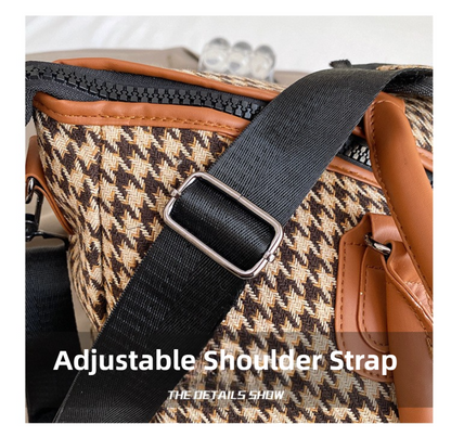 Brown Large Capacity Knitted Travel Bag with Shoe-Zone - Weekend Overnight & Carry-on Gym Bag - Image 8