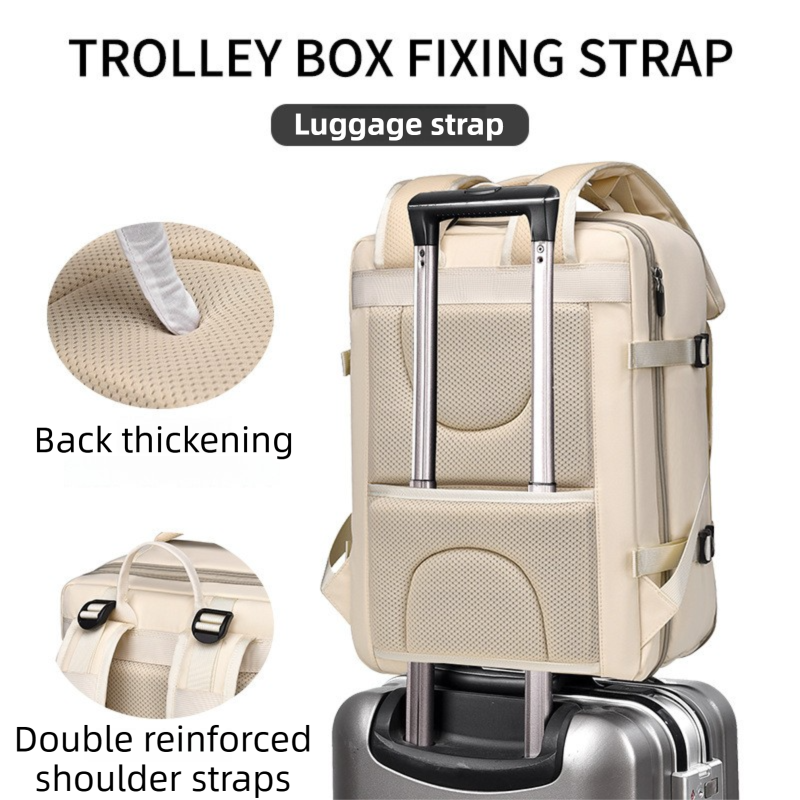 Grey Expandable Travel Laptop Backpack with USB Charging Port - Waterproof Nylon Business Bag with 11cm Depth Extension (45x32cm) - Image 4