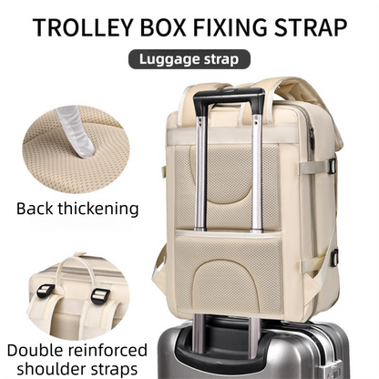Pink Expandable Travel Laptop Backpack with USB Charging Port - Waterproof Nylon Business Bag with 11cm Depth Extension (45x32cm) - Image 4