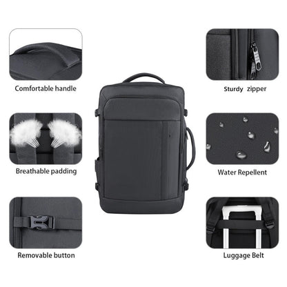 Grey Expandable 17-Inch Laptop Travel Backpack with USB Port - Durable TSA Friendly Carry-on Luggage Bag - Image 6
