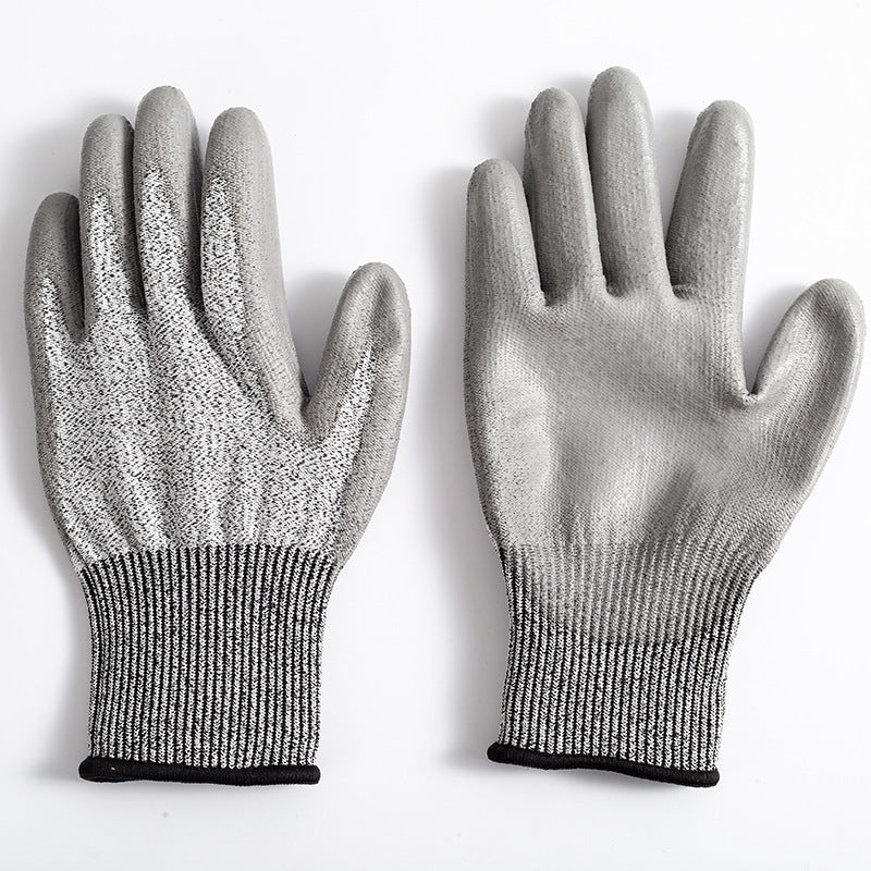 2-Pair Grey Level 5 Cut Resistant Work Glove - Anti-Abrasion & Anti-Puncture Protective Gloves (S Size)