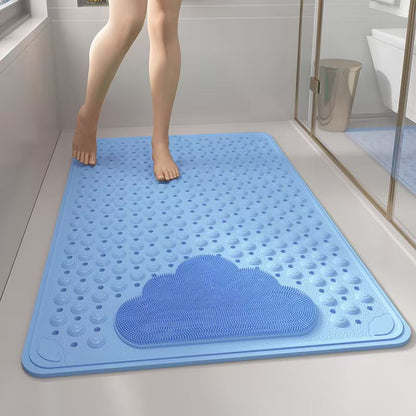 2-Pack Blue Eco-Friendly Bath Mat with Massage Points - Anti-Slip Suction Cup Safety Bathroom Rug (S Size 68.5X34x2 CM)