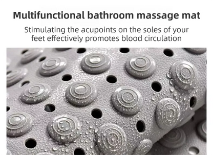 Grey Eco-Friendly Bath Mat with Massage Points - Anti-Slip Suction Cup Safety Bathroom Rug (S Size 68.5X34x2 CM) - Image 2