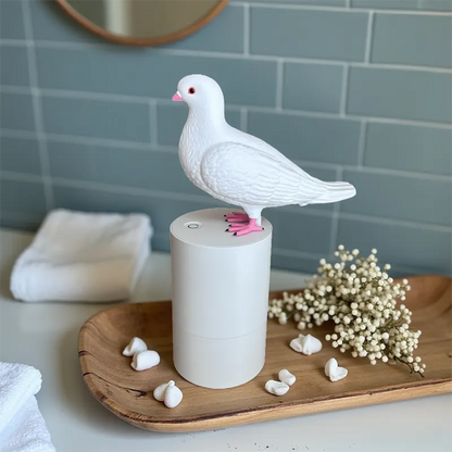 Adorable White Pigeon Smart Motion Sensor Foam Pump - Touchless Hand Washer with Anti-Glare Technology for Outdoor & Bright Light