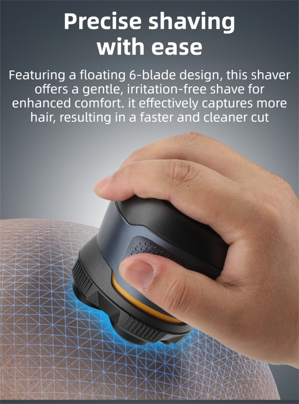 Black Men's 6D Magnetic Rotary Head Shaver for Wet/Dry Use - Professional Electric Bald Head Shaver & Beard Trimmer (Model 610) - Image 3