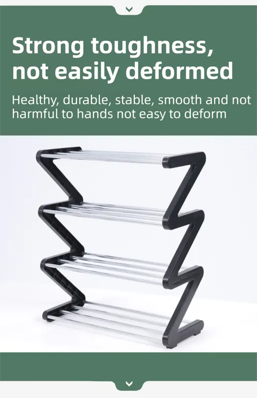 Blue Stable Z-Shaped 4-Tier Shoe Rack(51x45CM) - Waterproof Cloth & Sturdy Steel Pipe, Easy Assembly & Space Saving for Dormitory & Small Apartments - Image 5