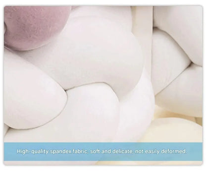 White 2M Nordic 3-Strand Hand-Braided Knot Long Pillow - Soft Plush Sofa Cushion, Room Decor for Bedroom & Living Room - Image 2