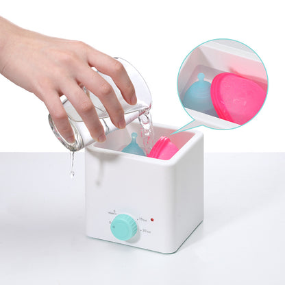 Green Portable 2-in-1 High-Temperature Steam & Boiling Sterilizer for Silicone Period Cups - Automatic One-Button Sanitizer Hygiene Device - Image 2