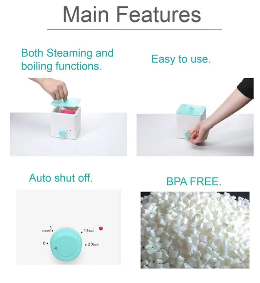 Green Portable 2-in-1 High-Temperature Steam & Boiling Sterilizer for Silicone Period Cups - Automatic One-Button Sanitizer Hygiene Device - Image 3