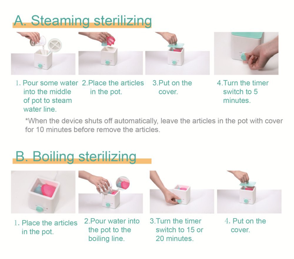 Pink Portable 2-in-1 High-Temperature Steam & Boiling Sterilizer for Silicone Period Cups - Automatic One-Button Sanitizer Hygiene Device - Image 4
