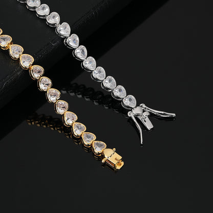 Sliver Bling Heart Tennis Bracelet for Women with Micro-Paved Heart Zirconia - Romantic Couple's Jewelry (7" Length) - Image 3