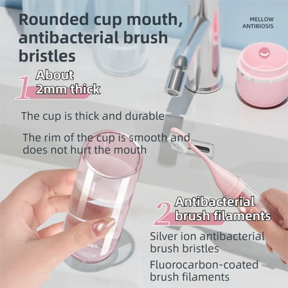 Pink Portable 2-in-1 Travel Toothbrush/Toothpaste Organizer & Mouthwash Cup - Lightweight and Durable Crystal Clear PC Material - Image 2