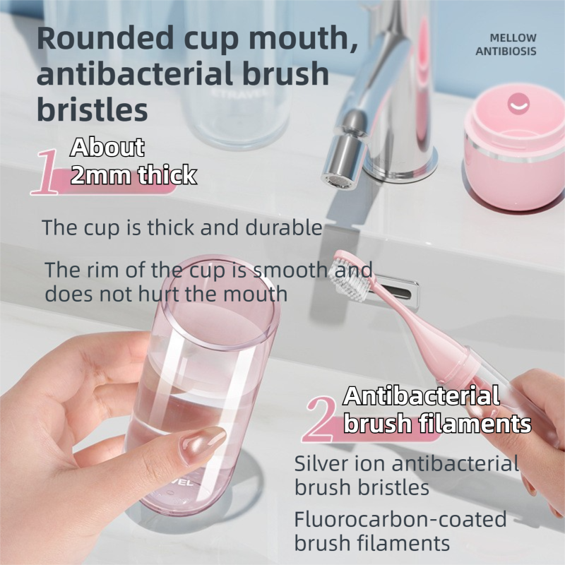 White Portable 2-in-1 Travel Toothbrush/Toothpaste Organizer & Mouthwash Cup - Lightweight and Durable Crystal Clear PC Material - Image 2
