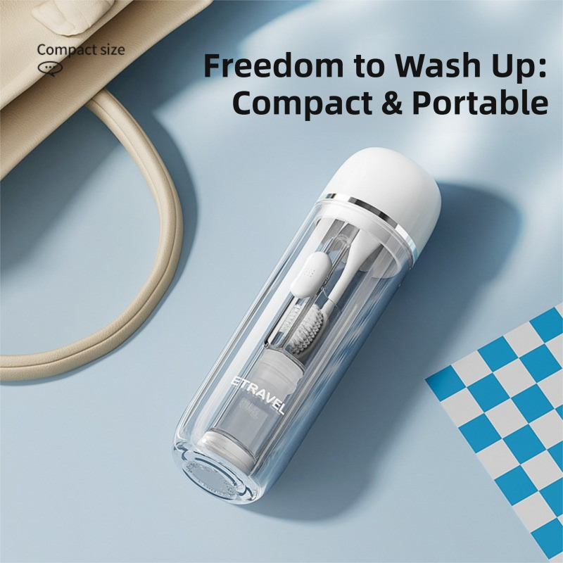 Grey Portable 2-in-1 Travel Toothbrush/Toothpaste Organizer & Mouthwash Cup - Lightweight and Durable Crystal Clear PC Material - Image 4