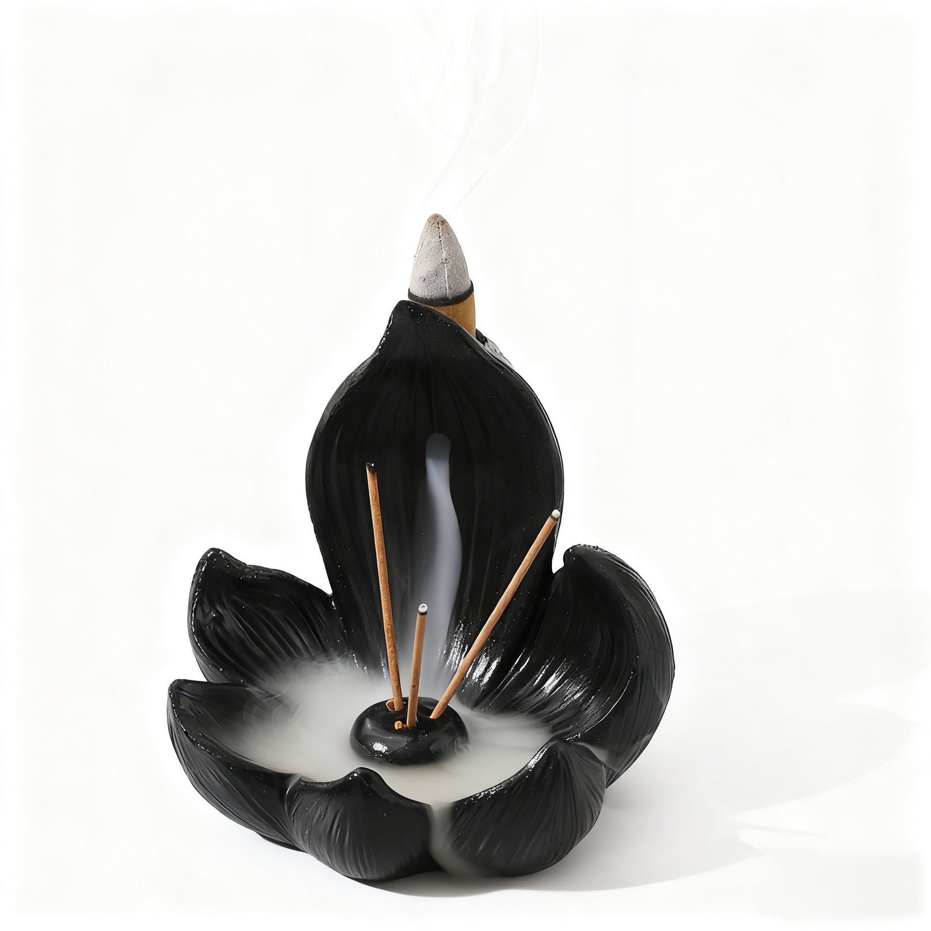 Pink Zen Lotus Waterfall Backflow Aroma Diffuser - Premium Elegant Resin Craft for Meditation & Yoga, 10cm Compact Design - Image 3