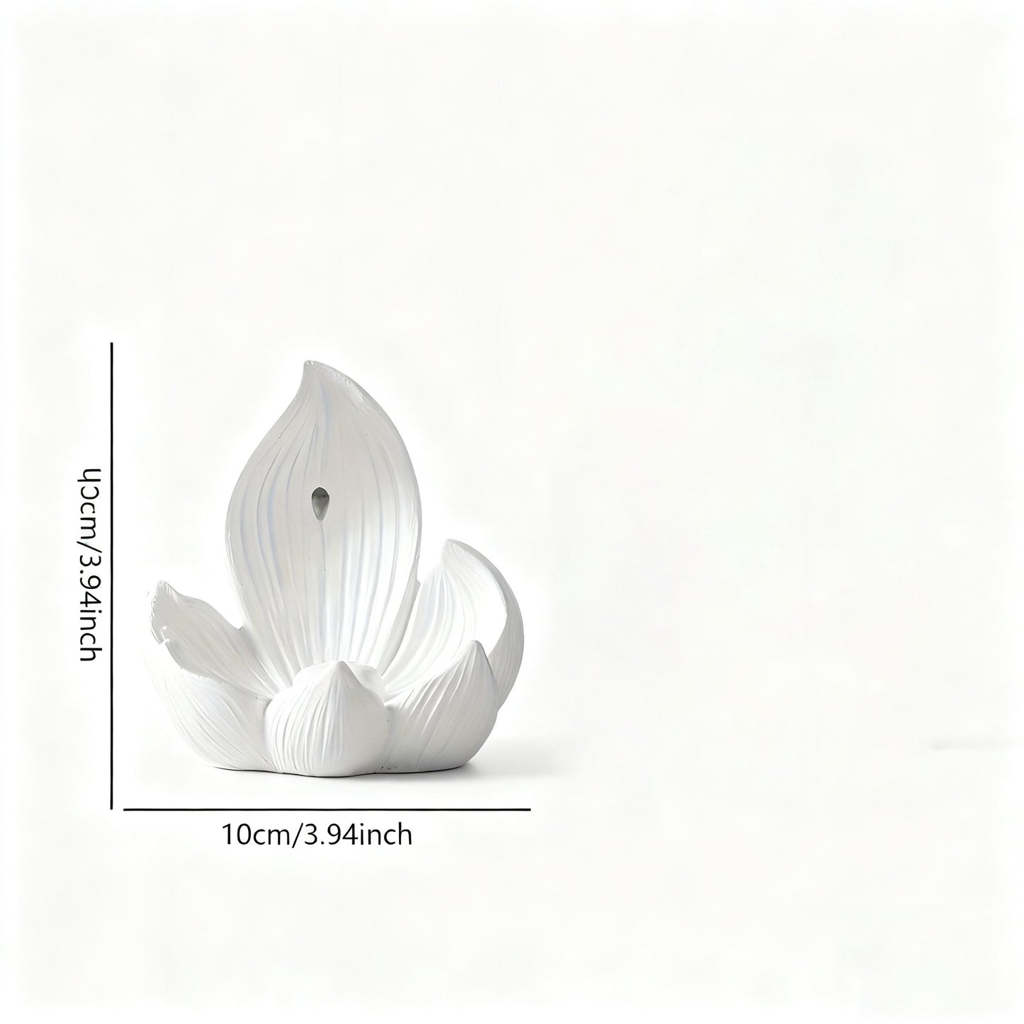 White Zen Lotus Waterfall Backflow Aroma Diffuser - Premium Elegant Resin Craft for Meditation & Yoga, 10cm Compact Design - Image 2