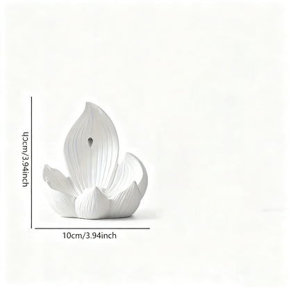 White Zen Lotus Waterfall Backflow Aroma Diffuser - Premium Elegant Resin Craft for Meditation & Yoga, 10cm Compact Design - Image 2