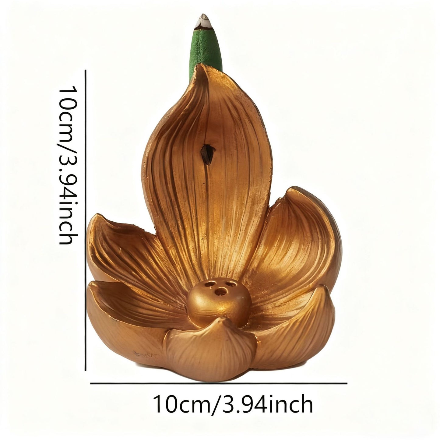 Gold Zen Lotus Waterfall Backflow Aroma Diffuser - Premium Elegant Resin Craft for Meditation & Yoga, 10cm Compact Design - Image 2