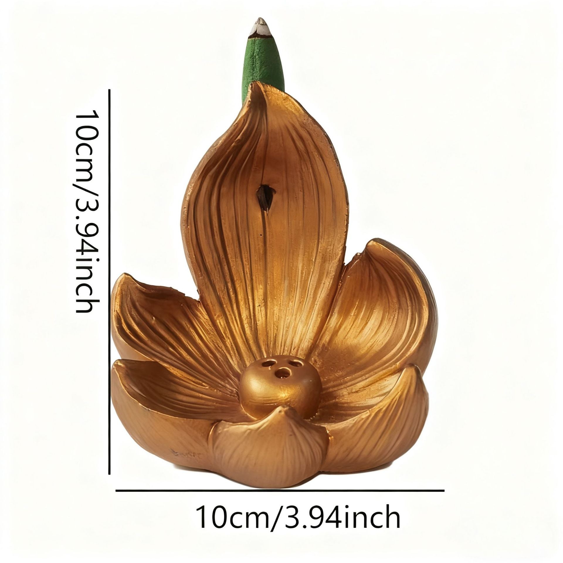 Gold Zen Lotus Waterfall Backflow Aroma Diffuser - Premium Elegant Resin Craft for Meditation & Yoga, 10cm Compact Design - Image 2
