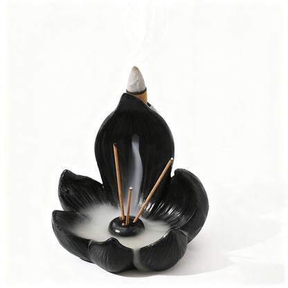 Gold Zen Lotus Waterfall Backflow Aroma Diffuser - Premium Elegant Resin Craft for Meditation & Yoga, 10cm Compact Design - Image 3