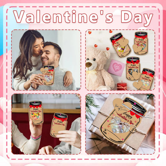 20PCS Valentine's Day Drift Bottle Shaped Gift Card Set - Premium Coated Paper Greeting Card for Family / School Exchanges and Party Favors - Image 3