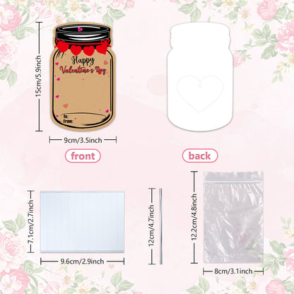 25PCS Valentine's Day Drift Bottle Shaped Gift Card Set - Premium Coated Paper Greeting Card for Family / School Exchanges and Party Favors - Image 2